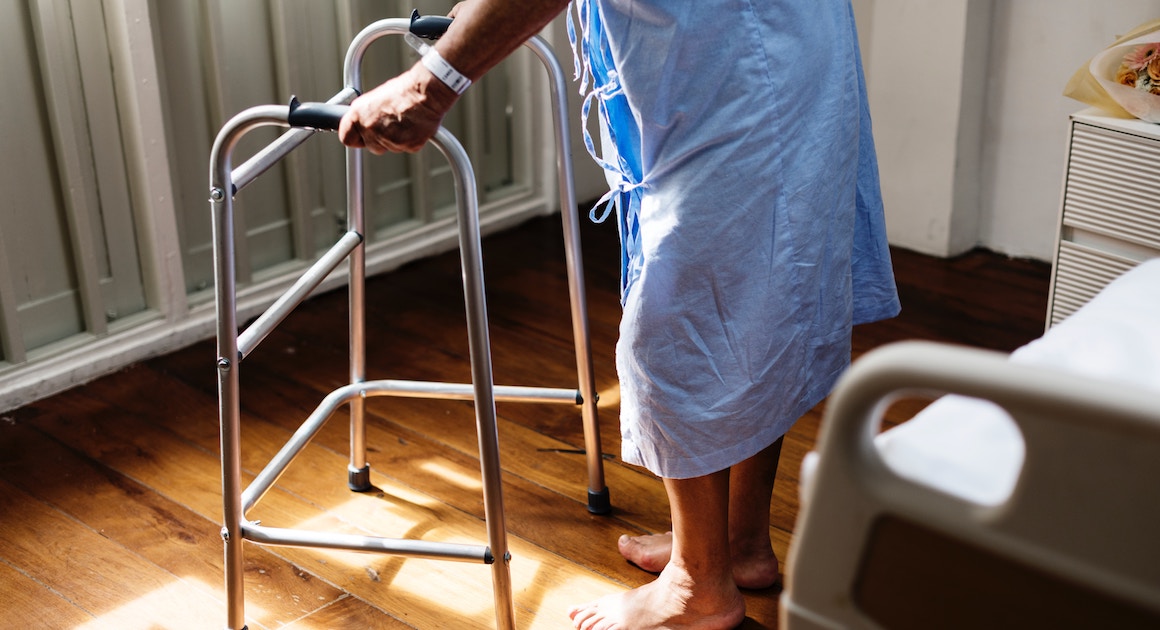 Medicare patient with a walker in a nursing home