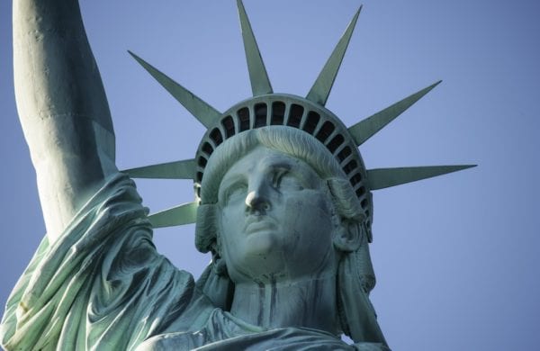 close-up of the Statue of Liberty